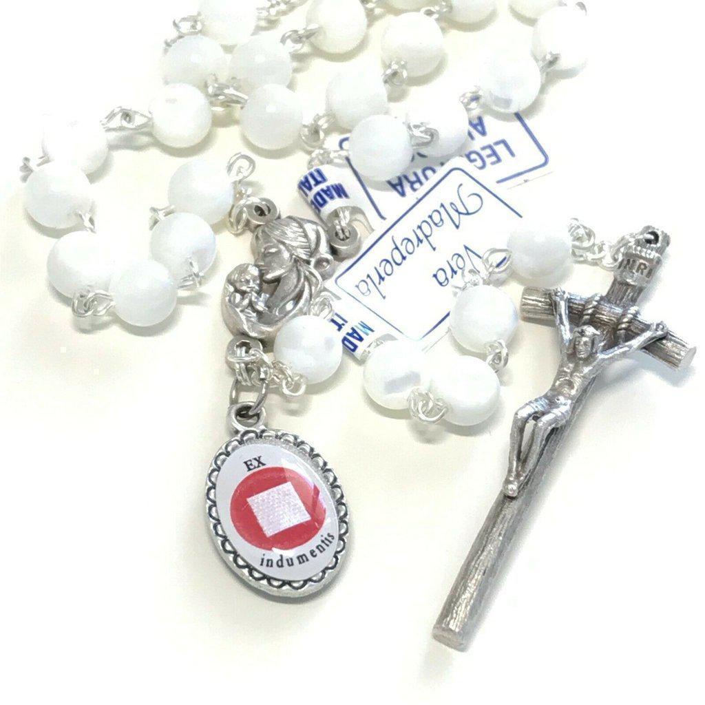 St. John Paul II - Mother Of Pearl Rosary -Relic Ex-Indumentis Medal -Blessed | Catholically