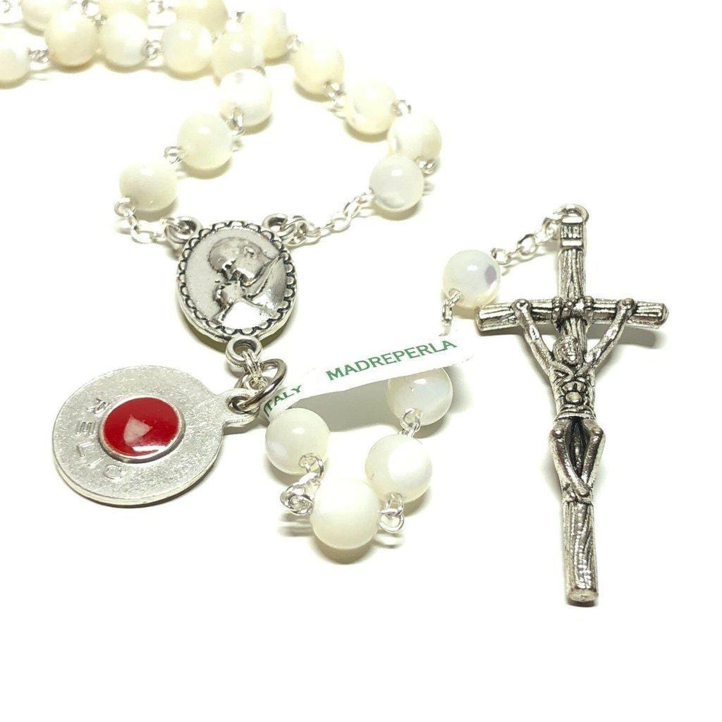 St. John Paul II - Mother of Pearl Rosary - Relic Medal - Blessed | Catholically