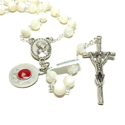 St. John Paul II - Mother of Pearl Rosary - Relic Medal - Blessed | Catholically