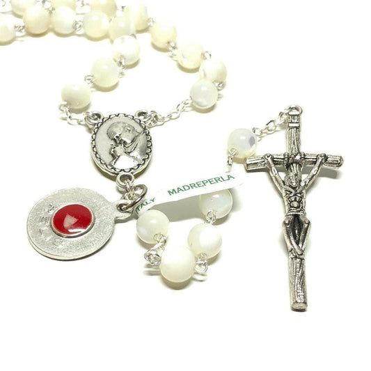 St. John Paul II - Mother of Pearl Rosary - Relic Medal - Blessed | Catholically