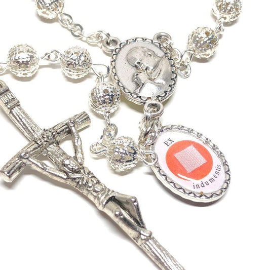 St. John Paul II Pope - Canonization - St. JPII Filigree Relic Medal Rosary | Catholically