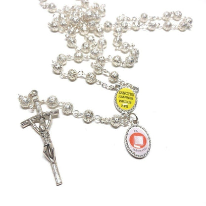 St. John Paul II Pope - Canonization - St. JPII Filigree Relic Medal Rosary | Catholically