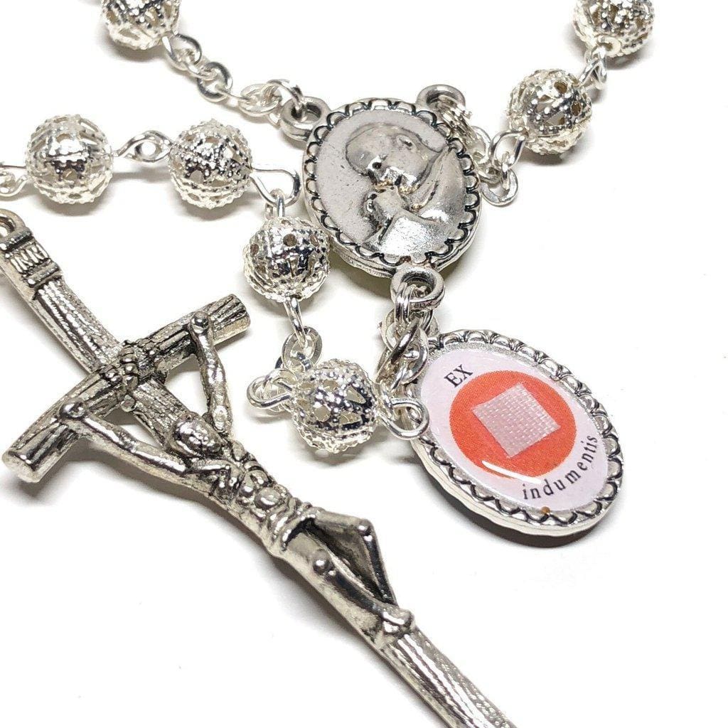 St. John Paul II Pope - Canonization - St. JPII Filigree Relic Medal Rosary | Catholically