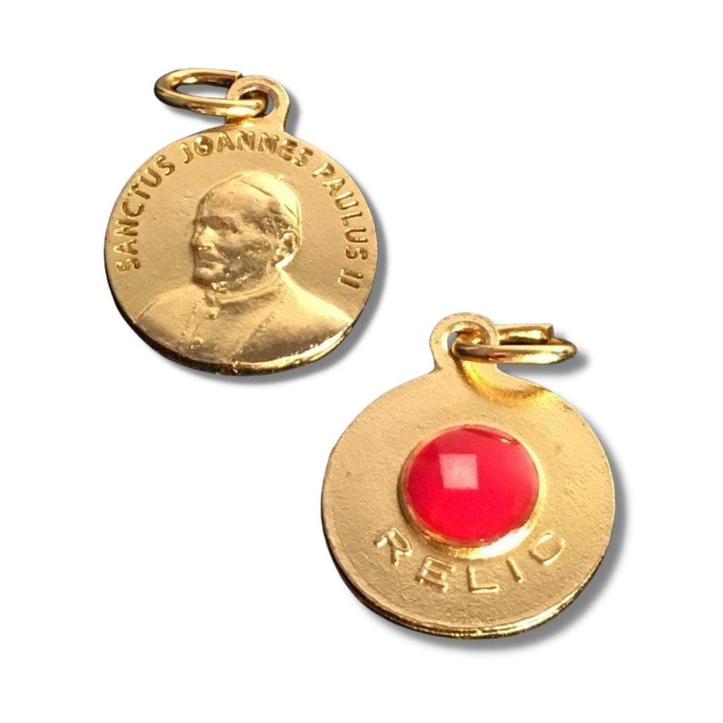 St. John Paul II Pope Ex-Indumentis Relic Medal - Gold-tone | Catholically