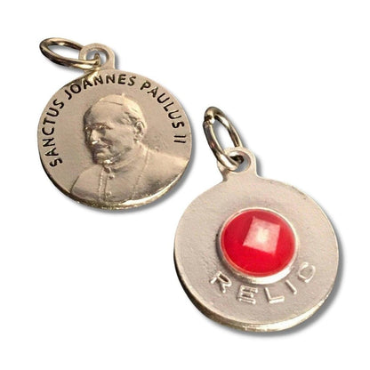 St. John Paul II Pope Ex-Indumentis Relic Medal - Silver-Tone | Catholically