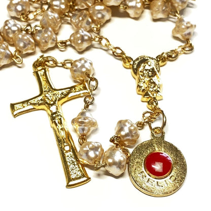 St.John Paul II Pope - Gold Plated Canonization Blessed Rosary w/ Relic | Catholically