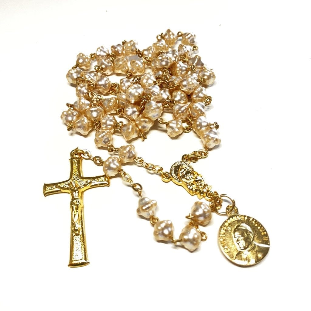 St.John Paul II Pope - Gold Plated Canonization Blessed Rosary w/ Relic | Catholically