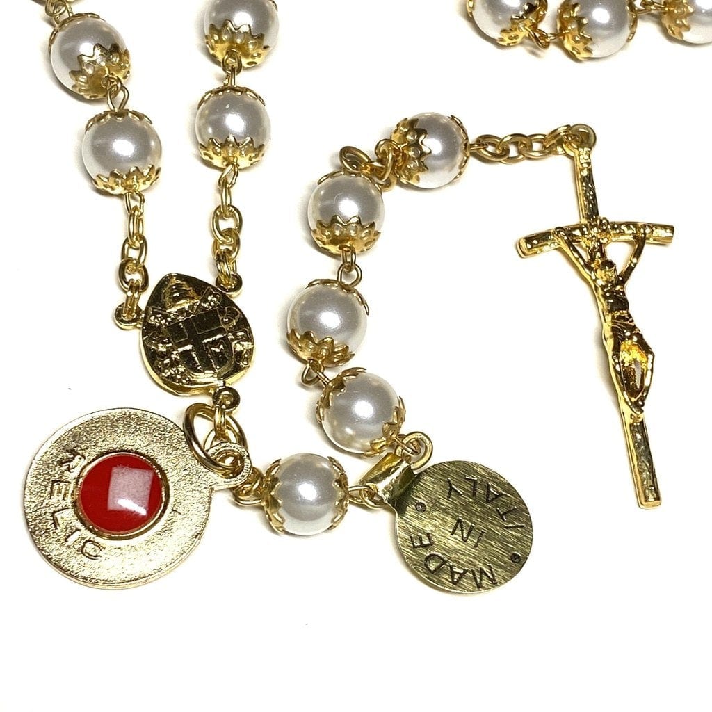 St.John Paul II Pope - Relic Rosary Ex-Indumentis - Canonization Saint JpII | Catholically