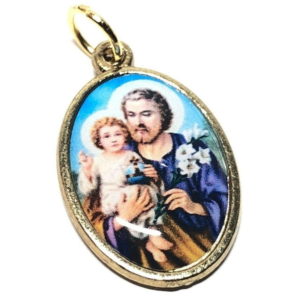 St. Joseph & Baby Jesus Medal - Blessed by Pope - Catholic Pendant | Catholically