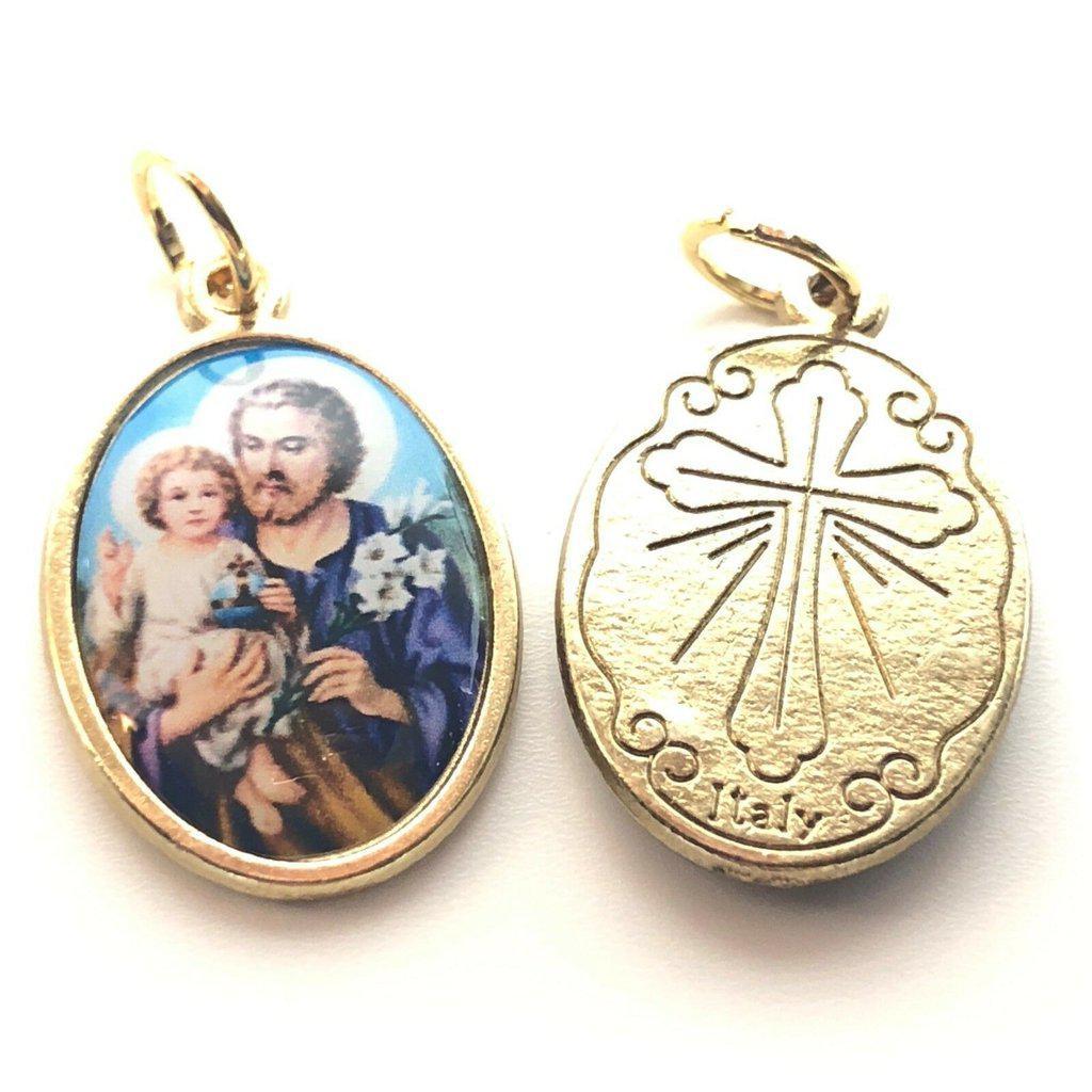 St. Joseph & Baby Jesus Medal - Blessed by Pope - Catholic Pendant | Catholically