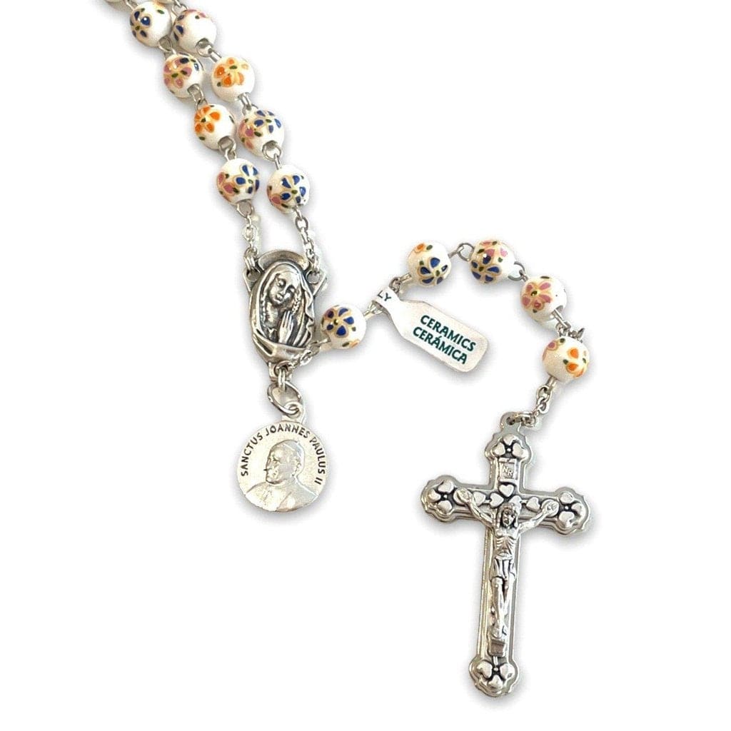 St. JPII Ceramic Rosary - Catholic Prayer Beads - Blessed by Pope | Catholically