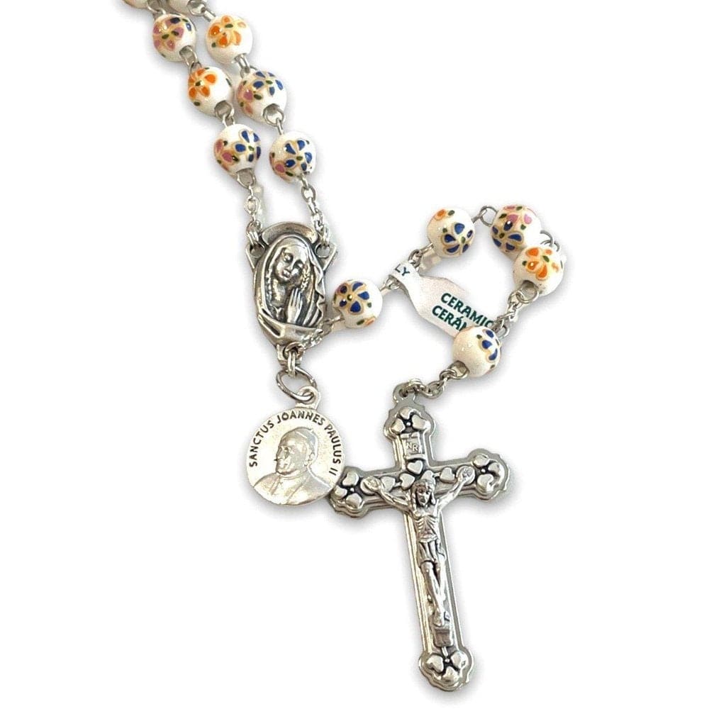 St. JPII Ceramic Rosary - Catholic Prayer Beads - Blessed by Pope | Catholically