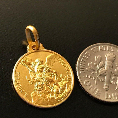 St. Michael Archangel  Gold Plated 925 Silver Medal - Patron Of Police | Catholically