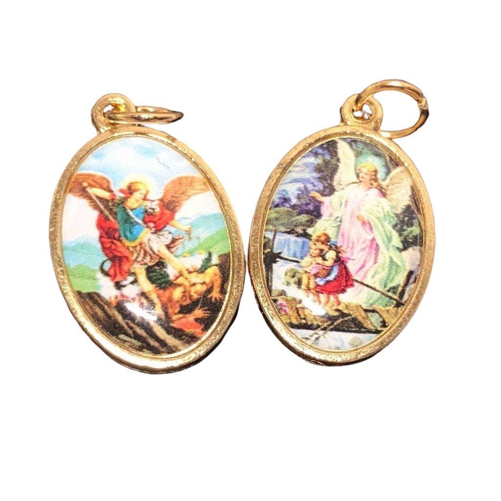 St. Michael Archangel & Guardian Angel Medal Charm Blessed By Pope | Catholically
