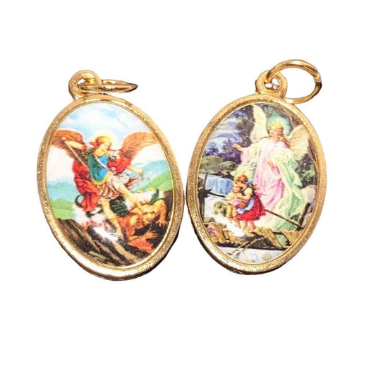 St. Michael Archangel & Guardian Angel Medal Charm Blessed By Pope | Catholically