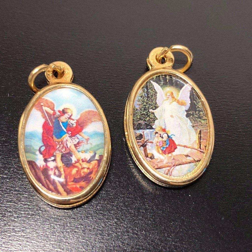 St. Michael Archangel & Guardian Angel Medal Charm Blessed By Pope | Catholically