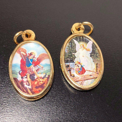 St. Michael Archangel & Guardian Angel Medal Charm Blessed By Pope | Catholically