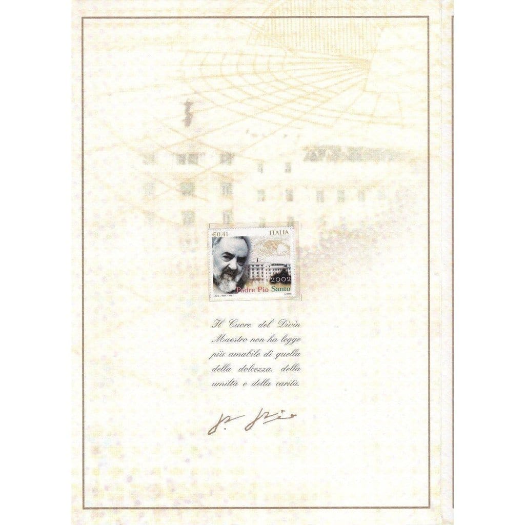 St. Padre  Pio - Blessed Stamps Mnh Folder - 2002 Sanctification - Father Pio | Catholically