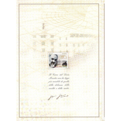 St. Padre  Pio - Blessed Stamps Mnh Folder - 2002 Sanctification - Father Pio | Catholically