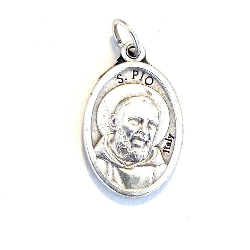 Saint Padre Pio - Rare Silvered Alloy Medal with 2nd Class Relic Vestment | Catholically