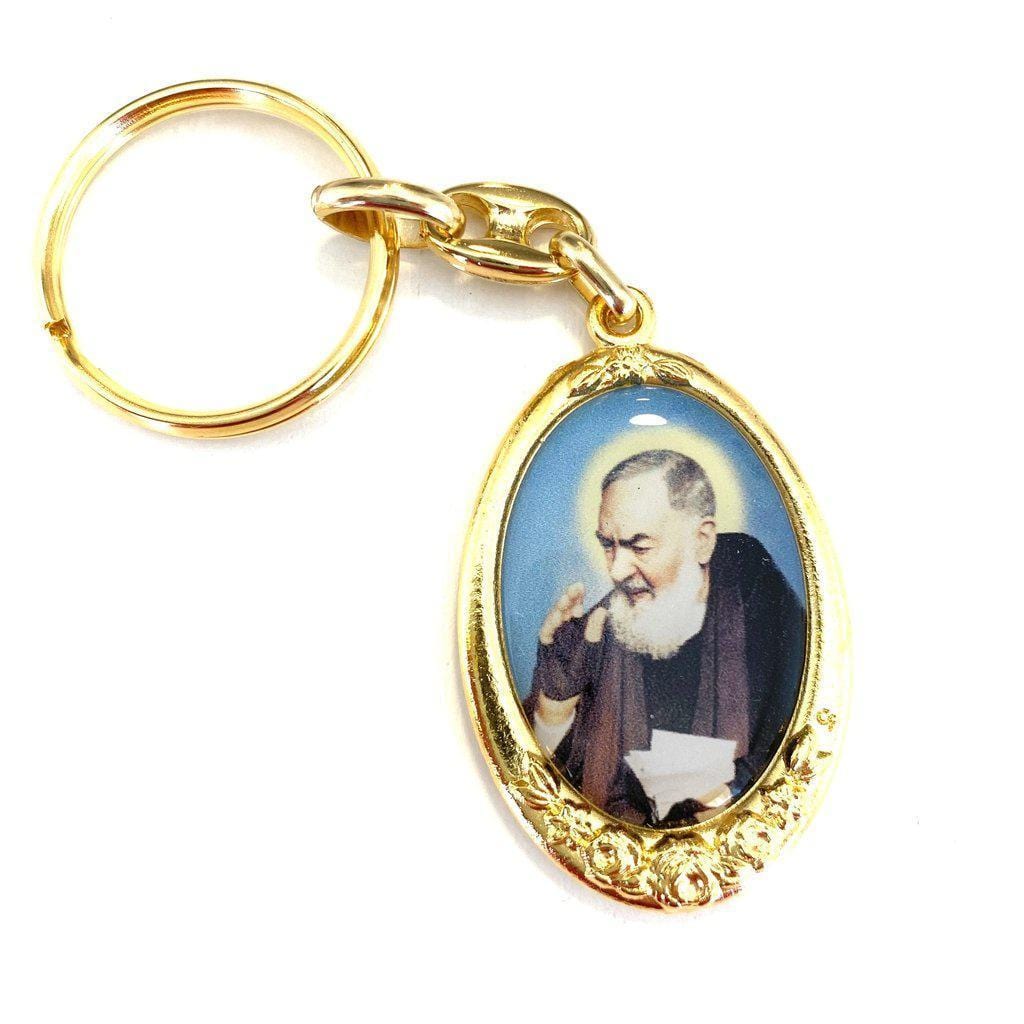 St. Padre Pio - Golden Catholic Key Ring - Keychain - Keyring - Blessed By Pope | Catholically
