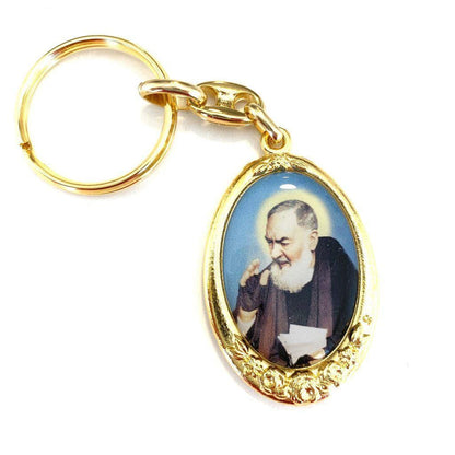 St. Padre Pio - Golden Catholic Key Ring - Keychain - Keyring - Blessed By Pope | Catholically