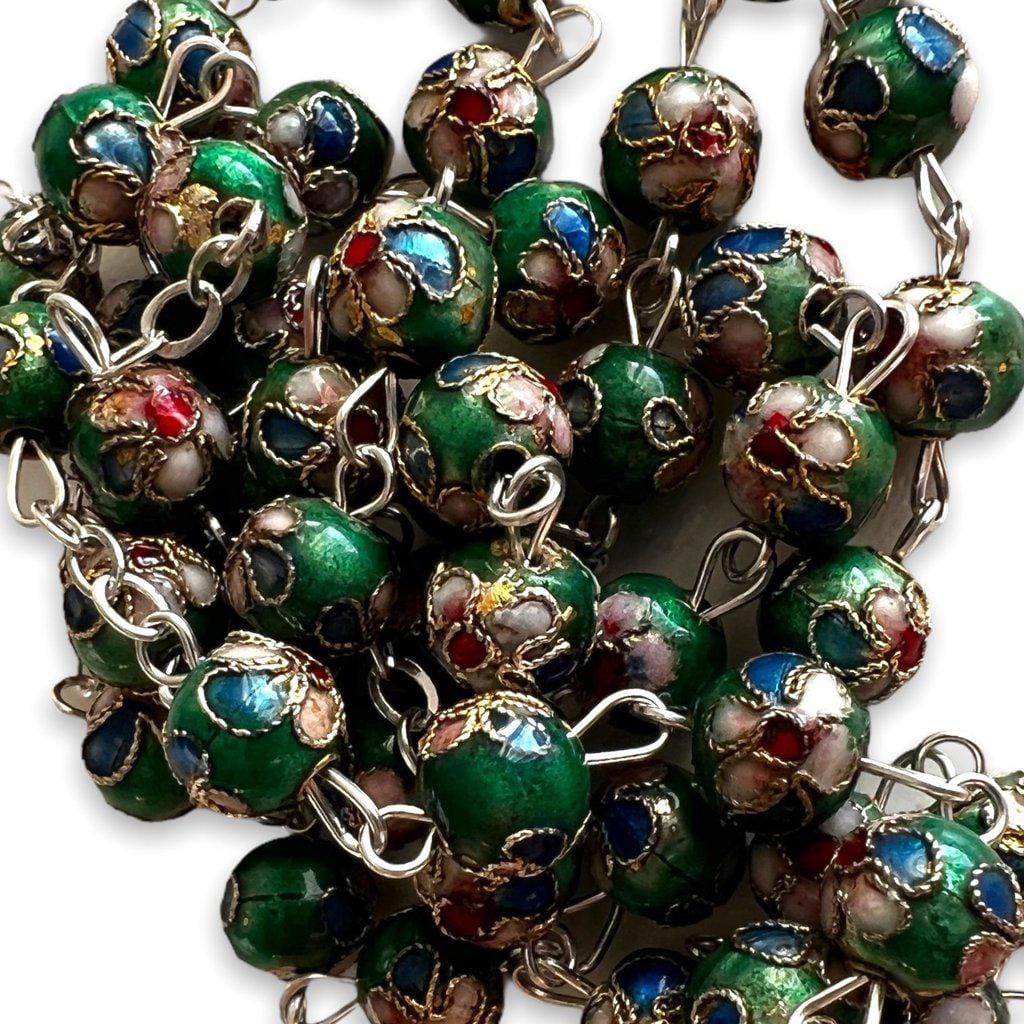 St. Padre Pio Green Rosary Blessed By Pope with Relic | Catholically