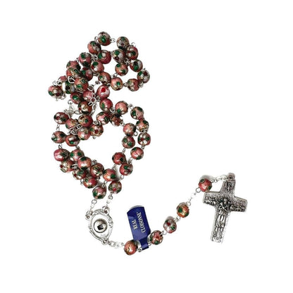 St. Padre Pio Pink Rosary Blessed By Pope with Relic | Catholically