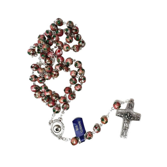 St. Padre Pio Pink Rosary Blessed By Pope with Relic | Catholically
