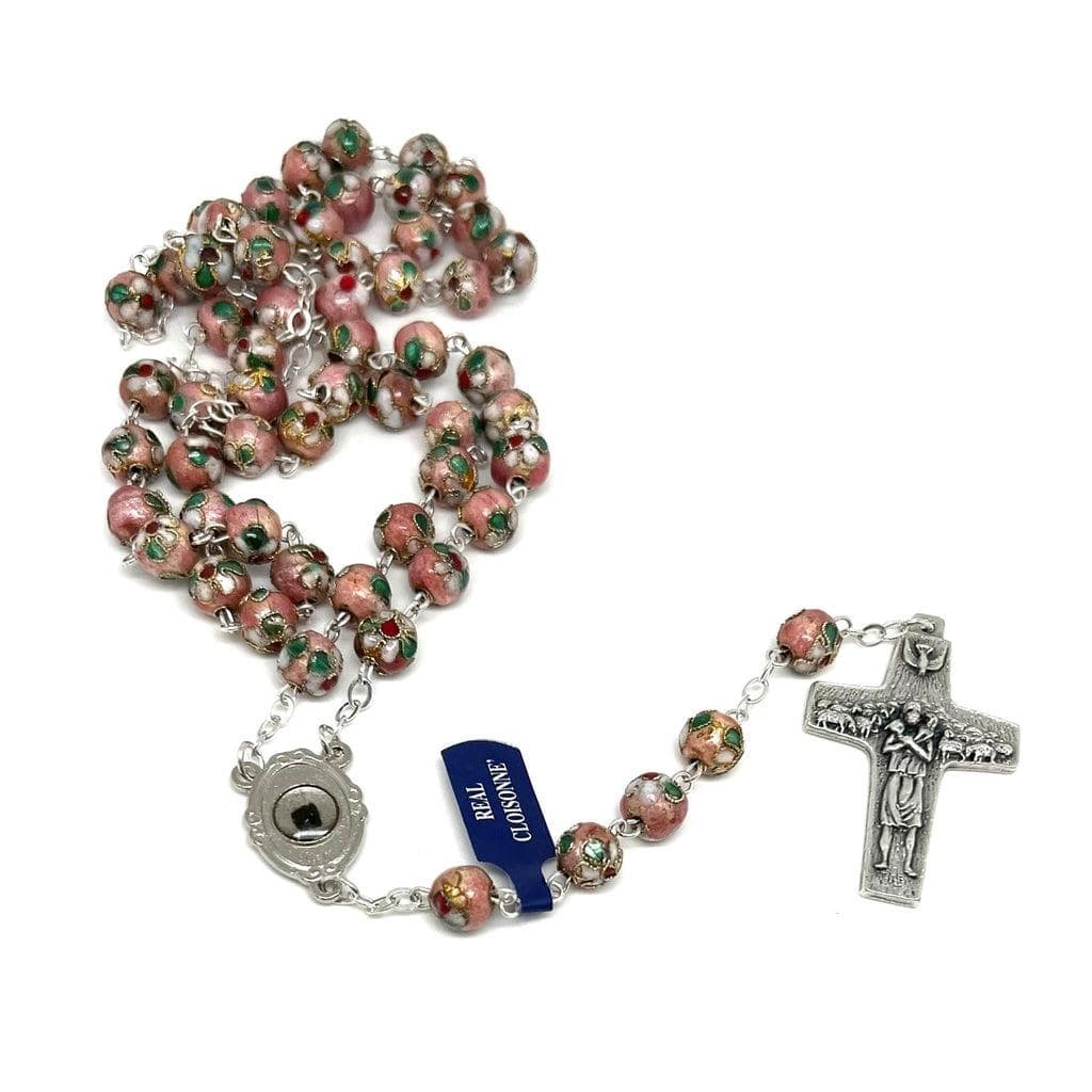 St. Padre Pio Pink Rosary Blessed By Pope with Relic | Catholically