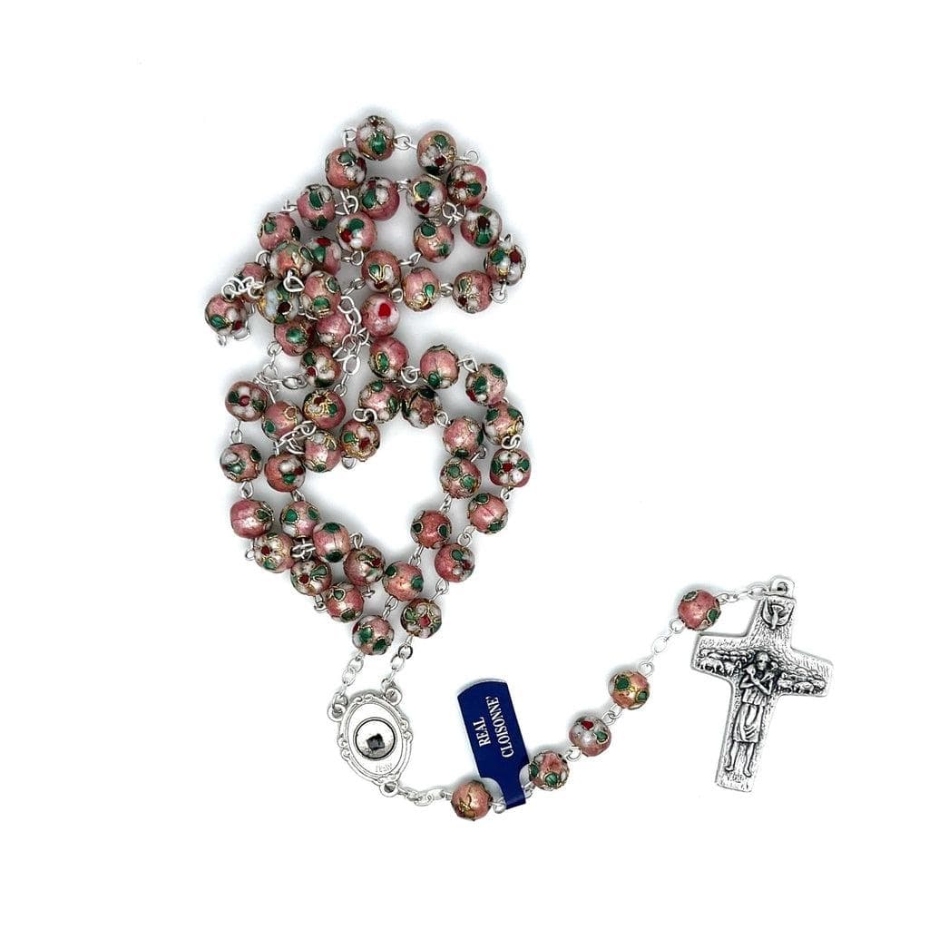 St. Padre Pio Pink Rosary Blessed By Pope with Relic | Catholically