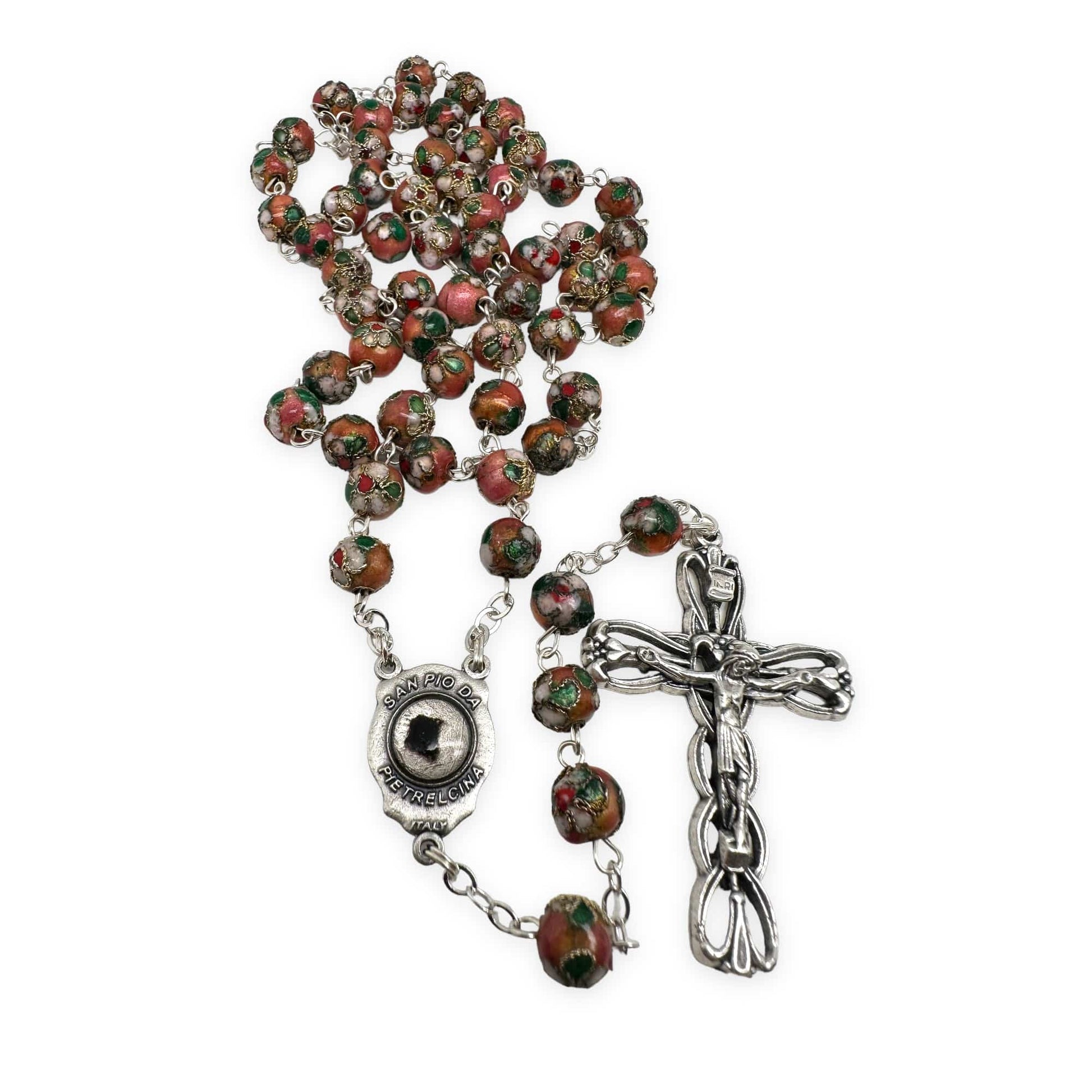 St. Padre Pio Pink Rosary Blessed By Pope with Relic | Catholically