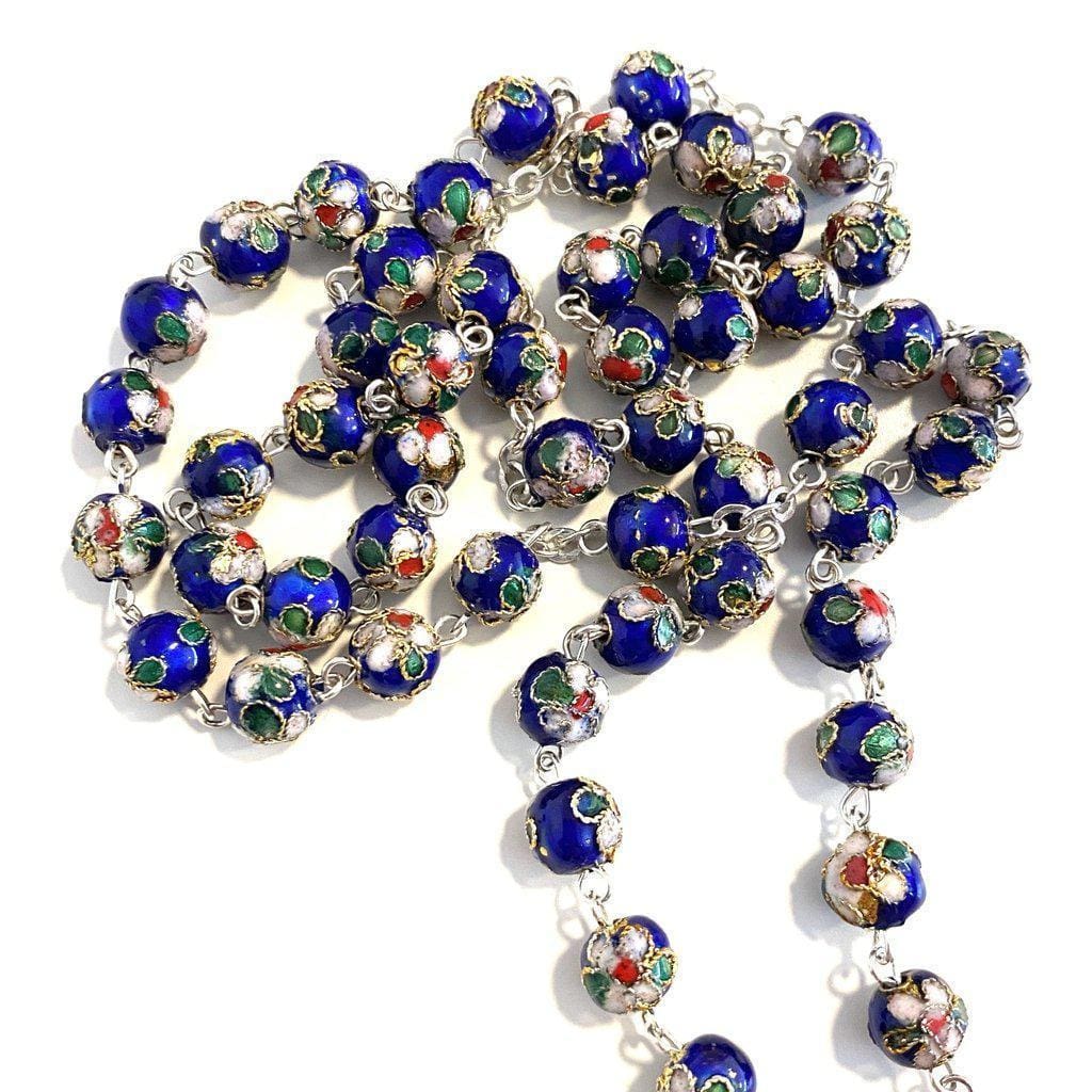 St. Padre Pio Relic Blue Cloisonne Rosary  - Blessed by Pope | Catholically