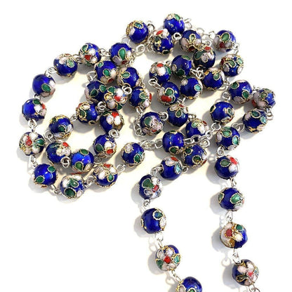 St. Padre Pio Relic Blue Cloisonne Rosary  - Blessed by Pope | Catholically