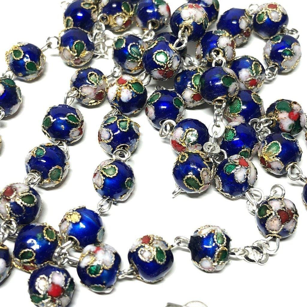 St. Padre Pio Relic Blue Cloisonne Rosary  - Blessed by Pope | Catholically