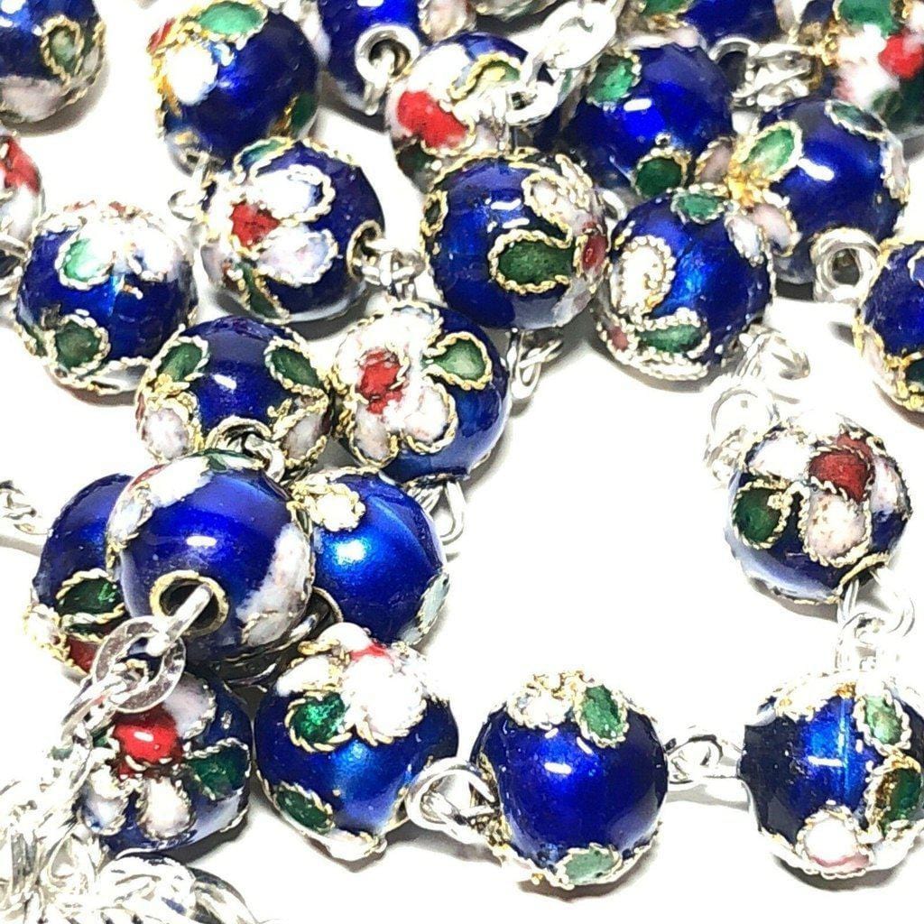St. Padre Pio Relic Blue Cloisonne Rosary  - Blessed by Pope | Catholically