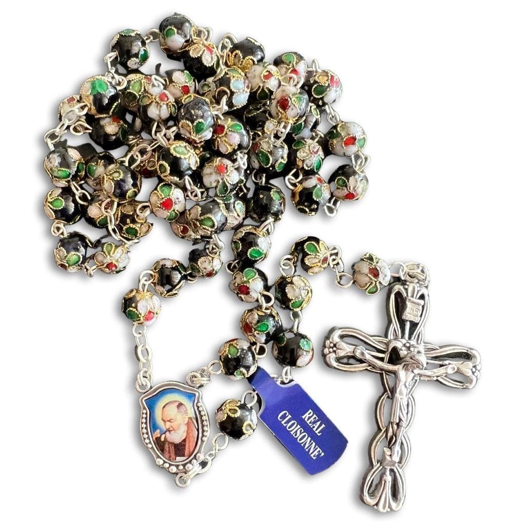 St. Padre Pio Rosary Blessed By Pope with 2nd class relic Ex-Indumentis | Catholically