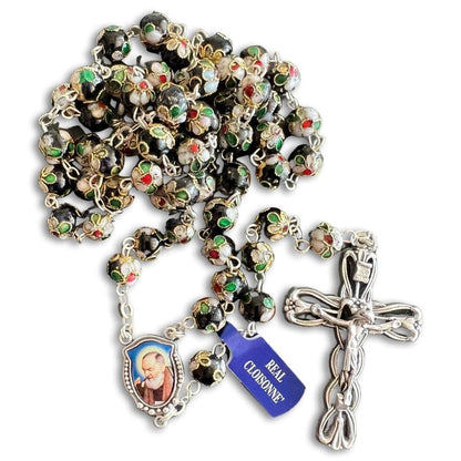 St. Padre Pio Rosary Blessed By Pope with 2nd class relic Ex-Indumentis | Catholically