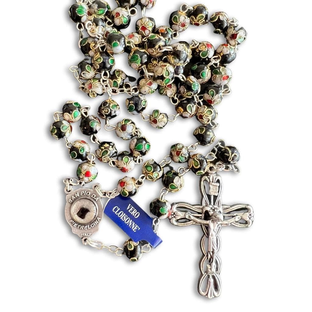 St. Padre Pio Rosary Blessed By Pope with 2nd class relic Ex-Indumentis | Catholically