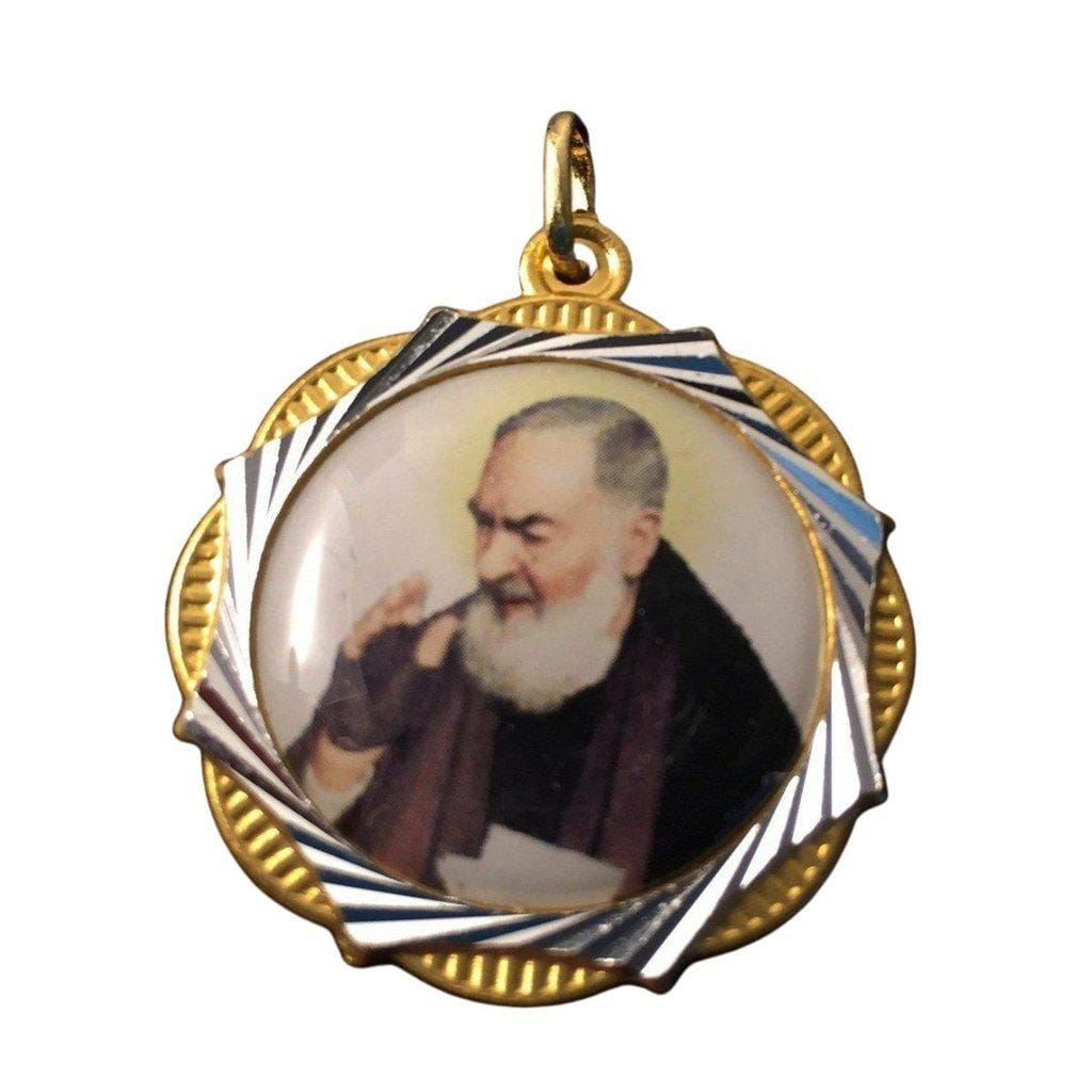 St. Padre Pio Vestment Medal Pendant - St. Father Pio Relic Ex-Indumentis | Catholically