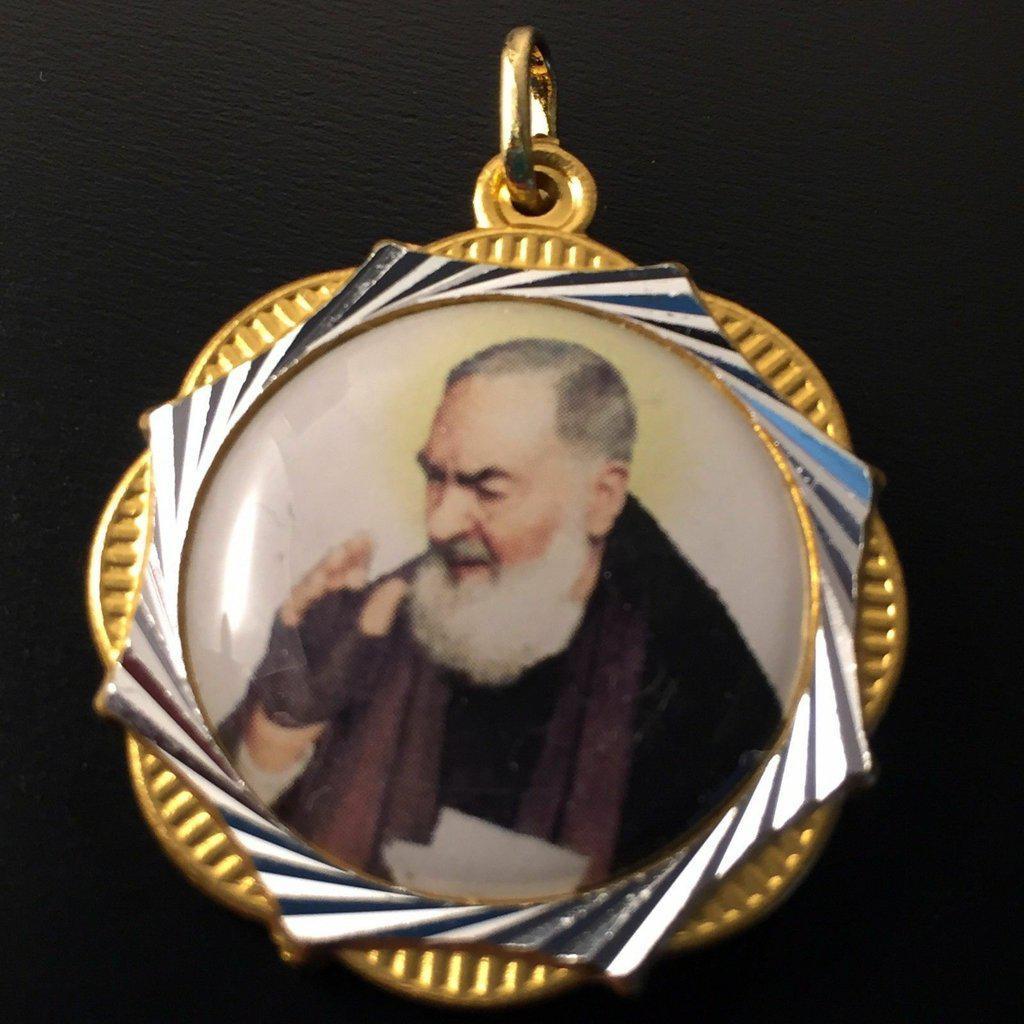 St. Padre Pio Vestment Medal Pendant - St. Father Pio Relic Ex-Indumentis | Catholically