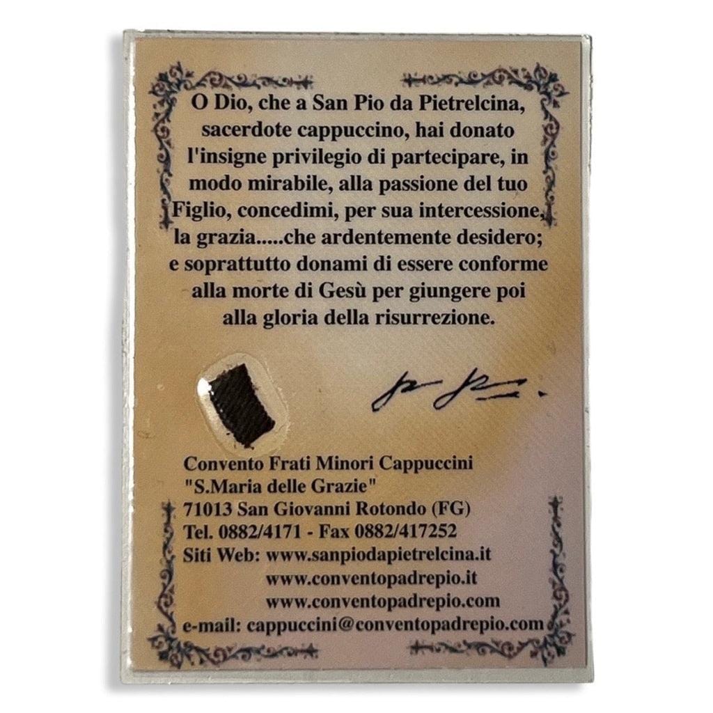 St. Padre Pio Vintage Holy Card - Relic Of St. Father Pio Of Pietrelecina | Catholically