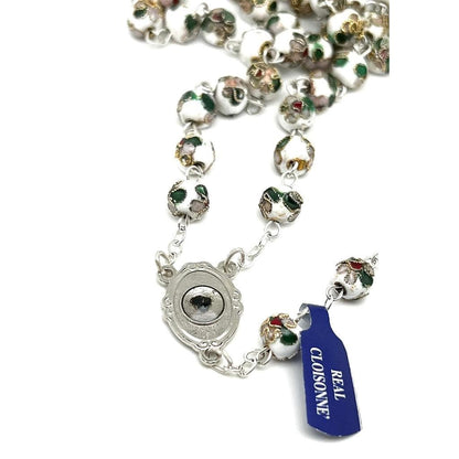 St. Padre Pio White Rosary Blessed By Pope with Relic | Catholically