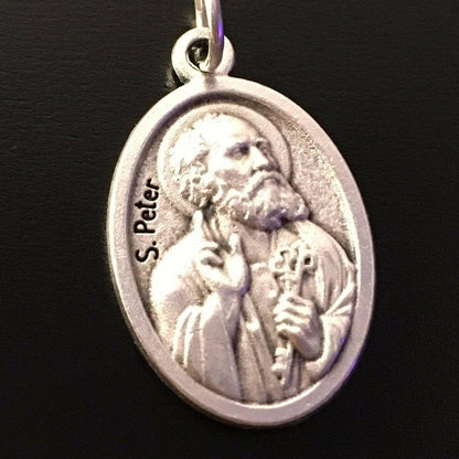 St. Peter & St. Paul Apostles Silver Oxidized Medal Pendant  Blessed By Pope | Catholically