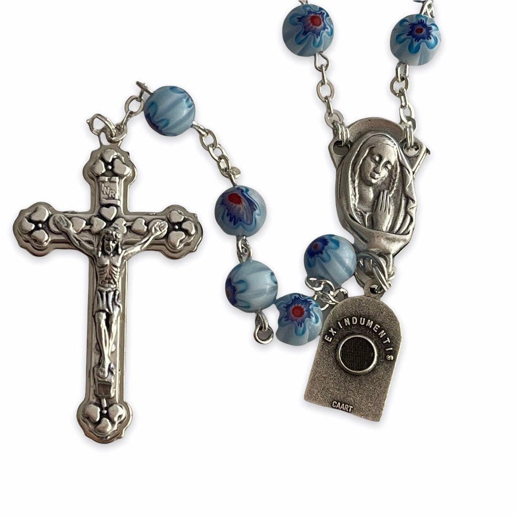 St. Pio Blue Rosary Blessed By Pope w/ 2nd Class Relic - St. Father Pio | Catholically