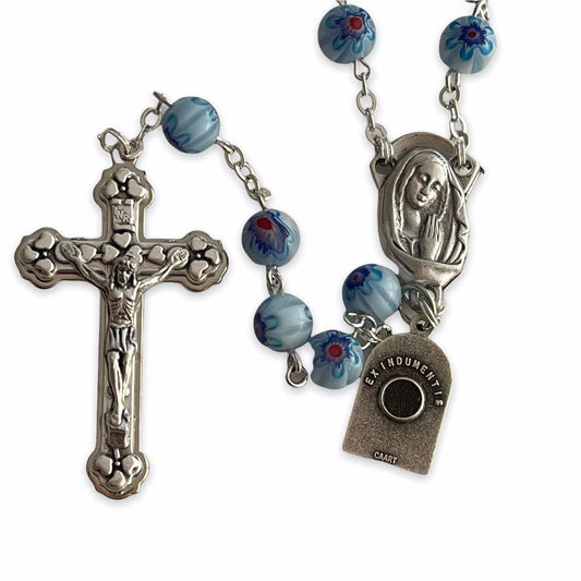 St. Pio Blue Rosary Blessed By Pope w/ 2nd Class Relic - St. Father Pio | Catholically