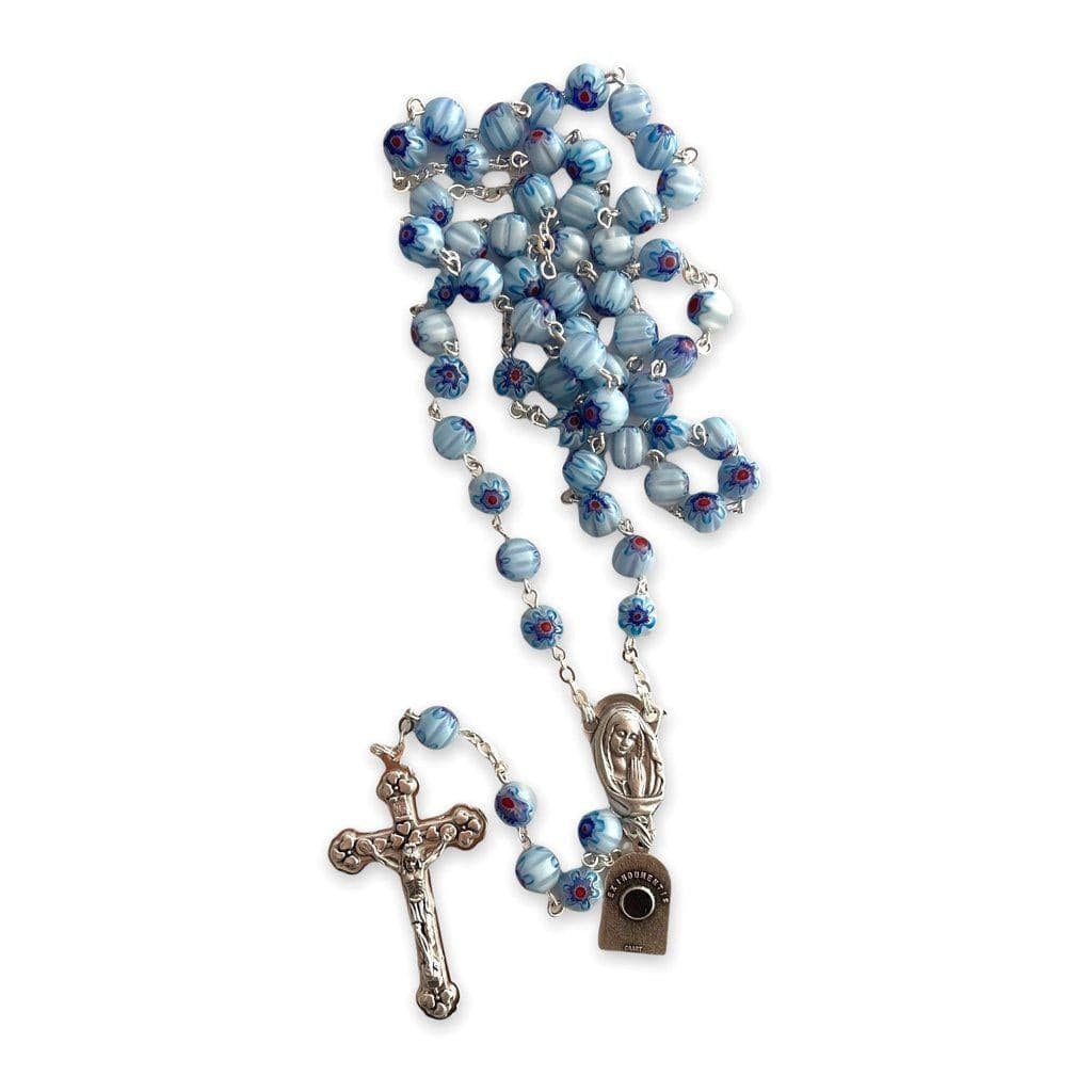 St. Pio Blue Rosary Blessed By Pope w/ 2nd Class Relic - St. Father Pio | Catholically