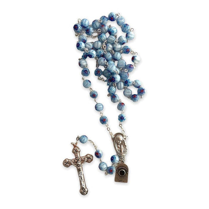 St. Pio Blue Rosary Blessed By Pope w/ 2nd Class Relic - St. Father Pio | Catholically