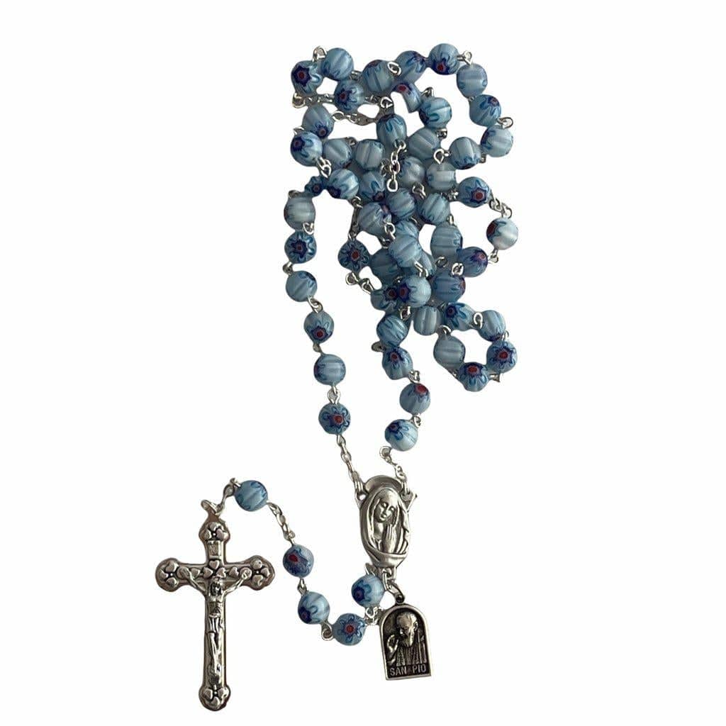 St. Pio Blue Rosary Blessed By Pope w/ 2nd Class Relic - St. Father Pio | Catholically