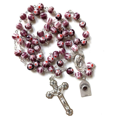 St. Pio Purple Rosary Blessed By Pope w/ 2nd Class Relic - St. Father Pio | Catholically